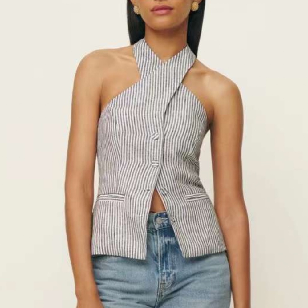 Reformation Summer Tate Linen Top - Vineyard